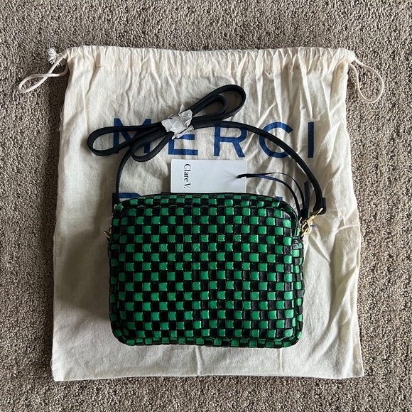 BNWT Clare V midi sac woven checker black and green bag - Picture 5 of 7